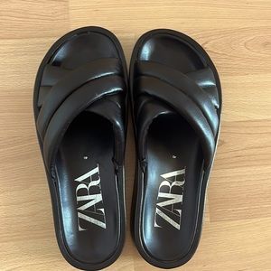 Zara leather platform sandals